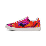 Psychedelic Swirl Leather Sneakers — Men's Low-Top Colorful Graphic Trainers thumbnail 4