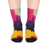 Colorful Abstract Mid-Crew Socks — Vibrant Watercolor Pattern thumbnail 1