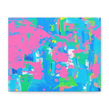 Neon Splash Abstract Canvas Print – Bright Pink & Aqua Modern Wall Art thumbnail 2
