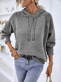 Texture Drawstring Long Sleeve Hooded Sweater thumbnail 7