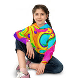 Kids' Psychedelic Rainbow Hoodie — Vibrant Swirl All-Over Print thumbnail 7