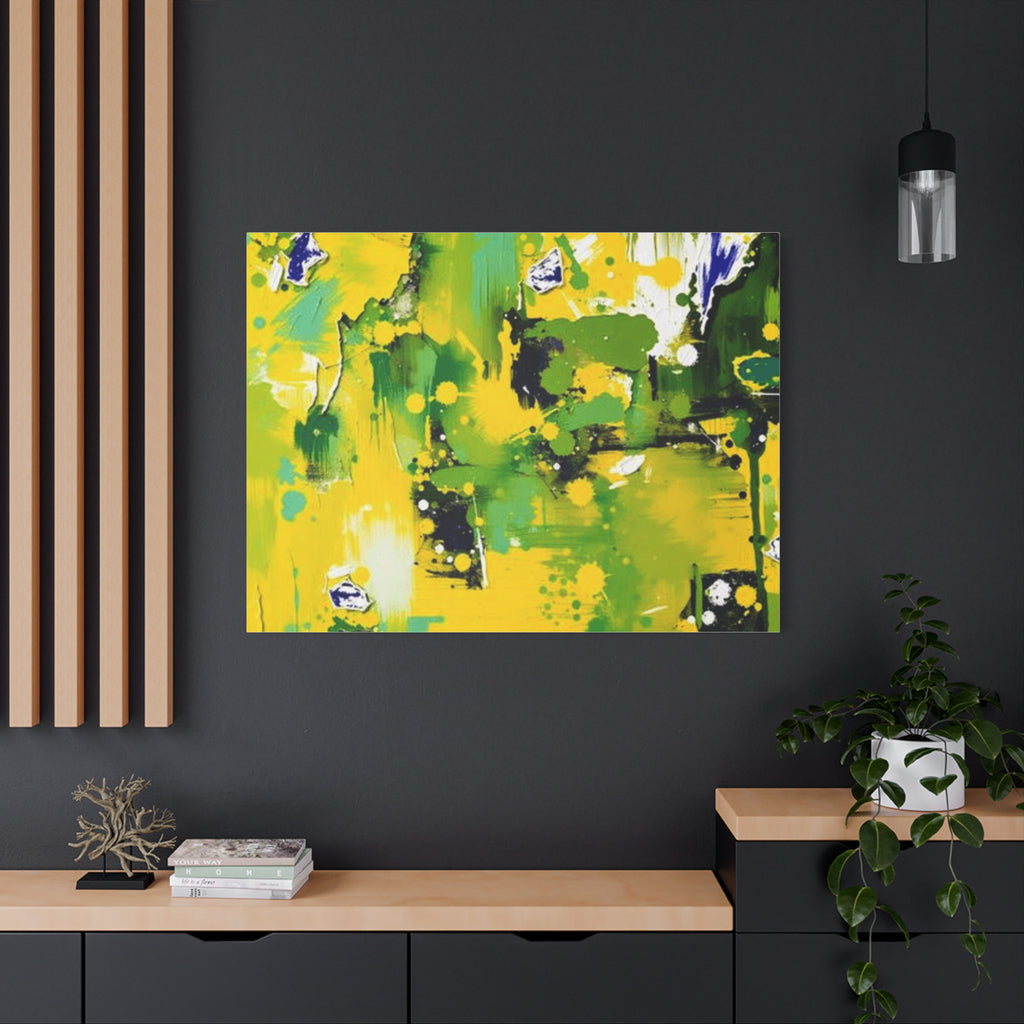 Abstract Green & Yellow Matte Canvas Print – Vibrant Modern Wall Art