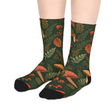 Autumn Mushroom Crew Socks — Forest Leaves & Fungi Mid-Calf Socks thumbnail 3