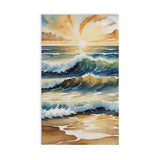 Sunset Ocean Waves Hand Towel — Coastal Watercolor Beach Decor thumbnail 1