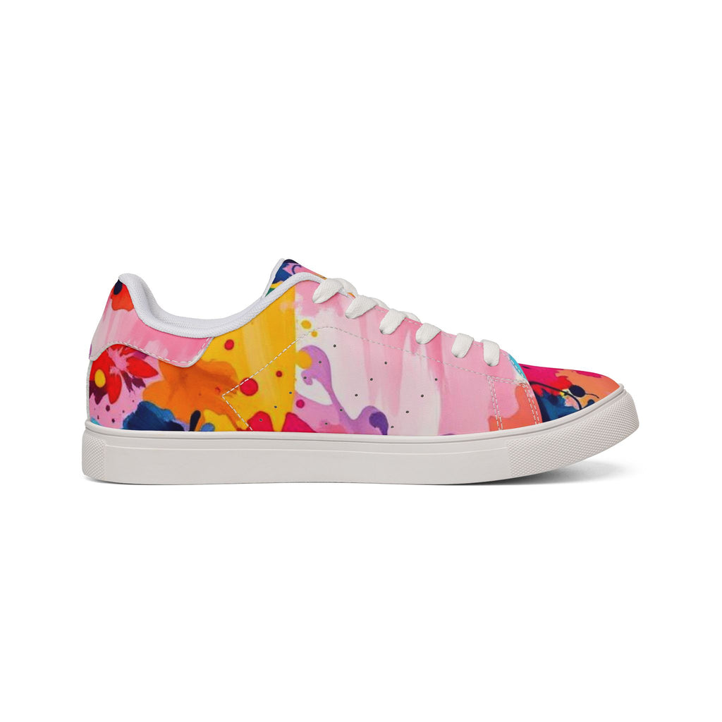 Color Splash Leather Sneakers — Men's Low-Top Abstract Paint Design