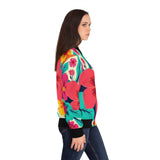 Floral Burst Women's Bomber Jacket — Bright Hawaiian All-Over Print thumbnail 5