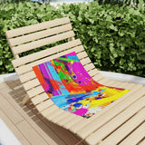 Abstract Neon Paint Brushstroke Beach Towel — Vibrant Color Splash Summer Towel thumbnail 6