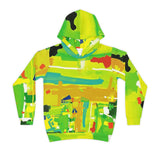 Kids Abstract Green Hoodie — Bright All-Over Print Sweatshirt thumbnail 2