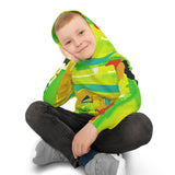 Kids Abstract Green Hoodie — Bright All-Over Print Sweatshirt thumbnail 10