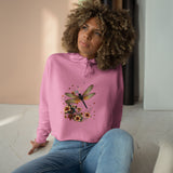 Dragonfly Floral Crop Hoodie — Botanical Watercolor Dragonfly Graphic thumbnail 12
