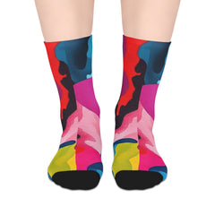 Colorful Abstract Mid-Length Socks — Vibrant Camouflage Pattern