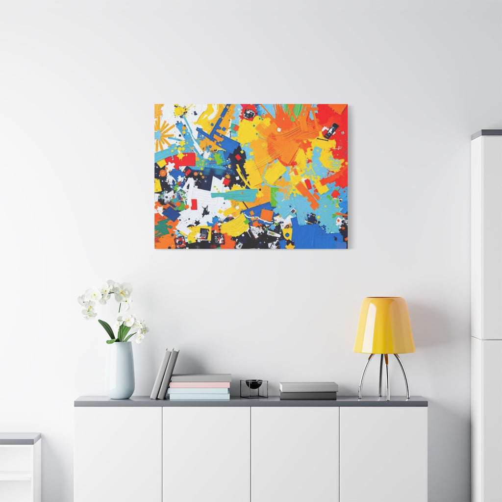 Abstract Splash Colorful Matte Canvas Wall Art – Vibrant Modern Stretched Print