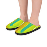 Colorful Abstract Men’s Indoor Slippers — Bright Yellow Artistic House Shoes thumbnail 5