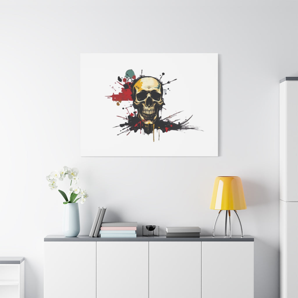 Skull Splash Art Canvas — Grunge Skull Wall Decor, Edgy Gothic Home Accent