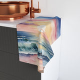 Sunset Ocean Watercolor Hand Towel — Beach Waves Sunrise Kitchen Towel thumbnail 4