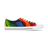 Low Top Sneakers — Vibrant Rainbow Wave Women's Canvas Shoes thumbnail 1
