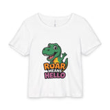 Roar Means Hello Dino Baby Tee – Cute Toddler Dinosaur Shirt thumbnail 1