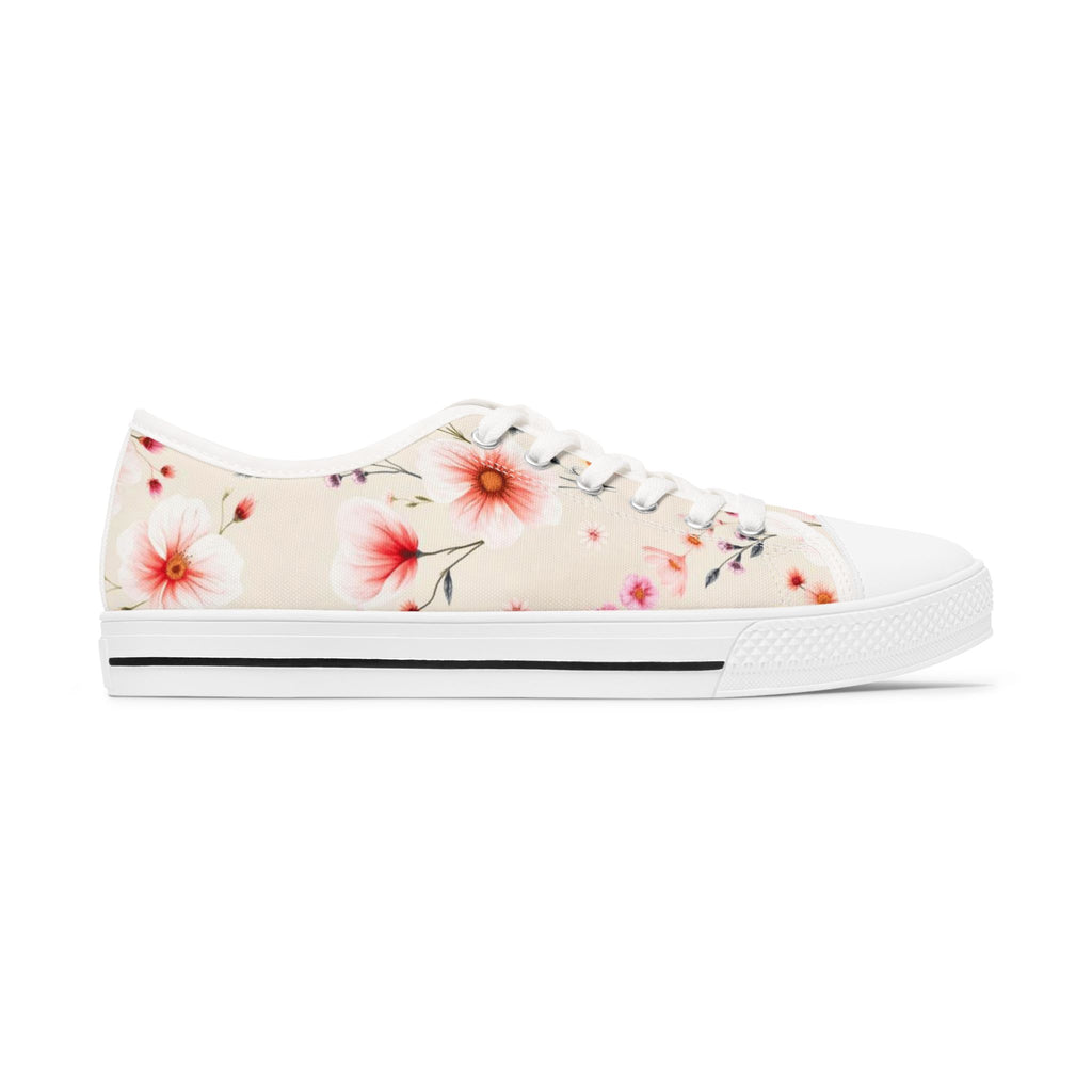 Floral Canvas Sneakers — Pink Daisy Women's Low Top Shoes