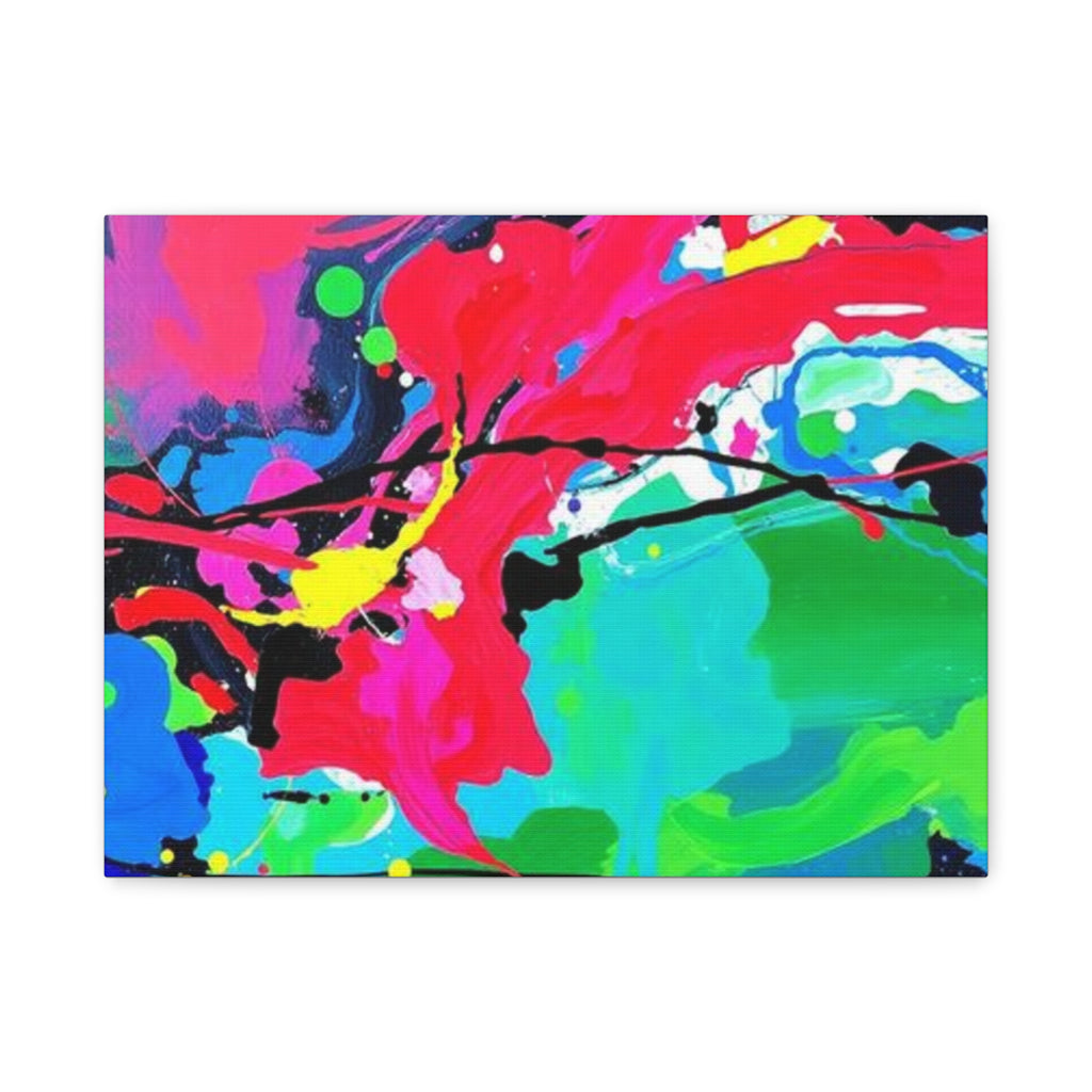 Abstract Neon Splash Matte Canvas Print — Vibrant Colorful Stretched Wall Art