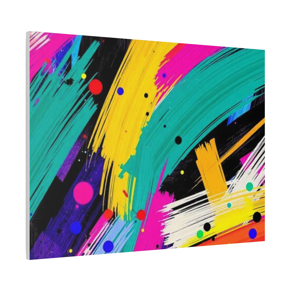 Abstract Neon Brushstroke Canvas Print — Colorful Modern Wall Art