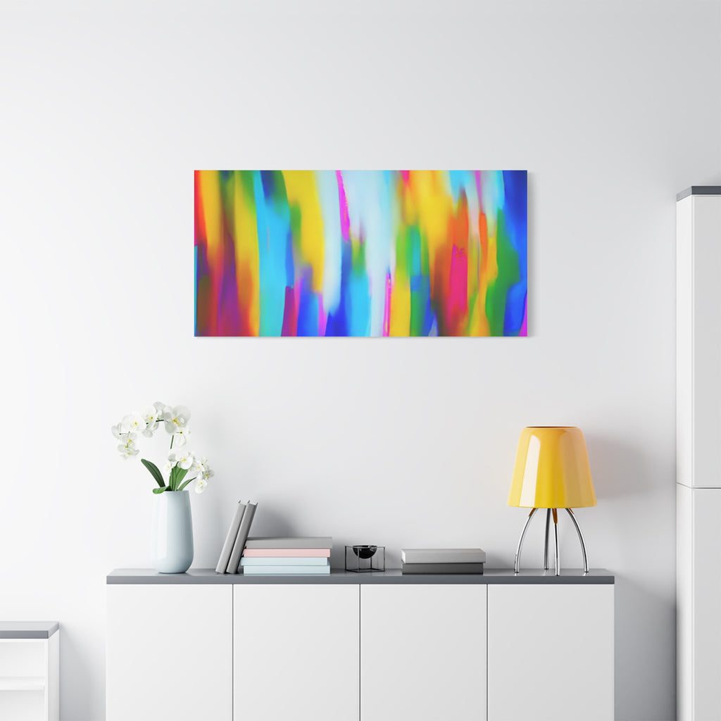 Abstract Rainbow Waves Matte Canvas Print — Vibrant Colorful Wall Art