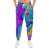 Colorful Marble AOP Joggers — Abstract Purple & Teal Athletic Pants thumbnail 3