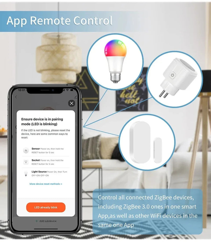 Tuya Wireless Smart Multi-Mode Gateway Hub – Bluetooth & ZigBee Mesh, Smart Life App, Alexa & Google Home Compatible