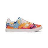 Men's Low-Top Leather Sneakers — Vibrant Abstract Watercolor Print thumbnail 4