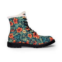 Floral patterned boot on a white background