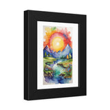 Framed Poster — Vibrant Watercolor Mountain Sunrise Landscape thumbnail 2