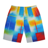 Abstract Color Block Board Shorts — Vibrant Summer Swim Trunks thumbnail 2
