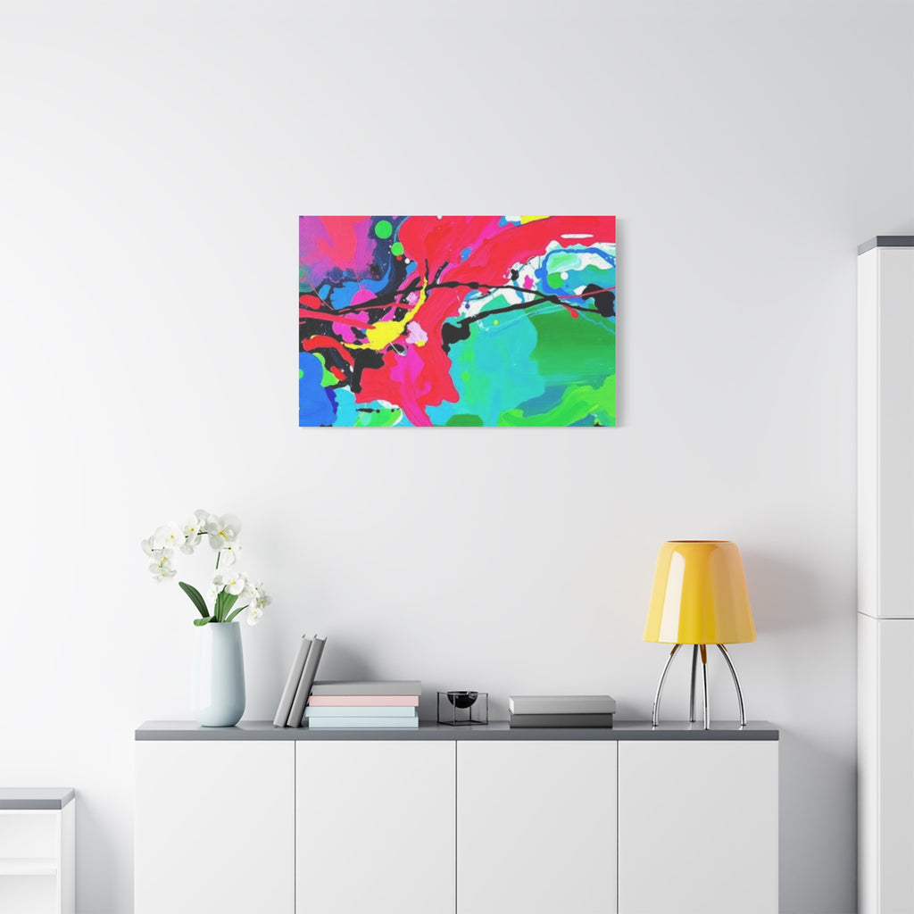 Abstract Neon Splash Matte Canvas Print — Vibrant Colorful Stretched Wall Art