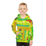 Kids Abstract Green Hoodie — Bright All-Over Print Sweatshirt thumbnail 1