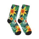 Tropical Floral Mid-Length Socks — Green Hibiscus Beach Print thumbnail 7