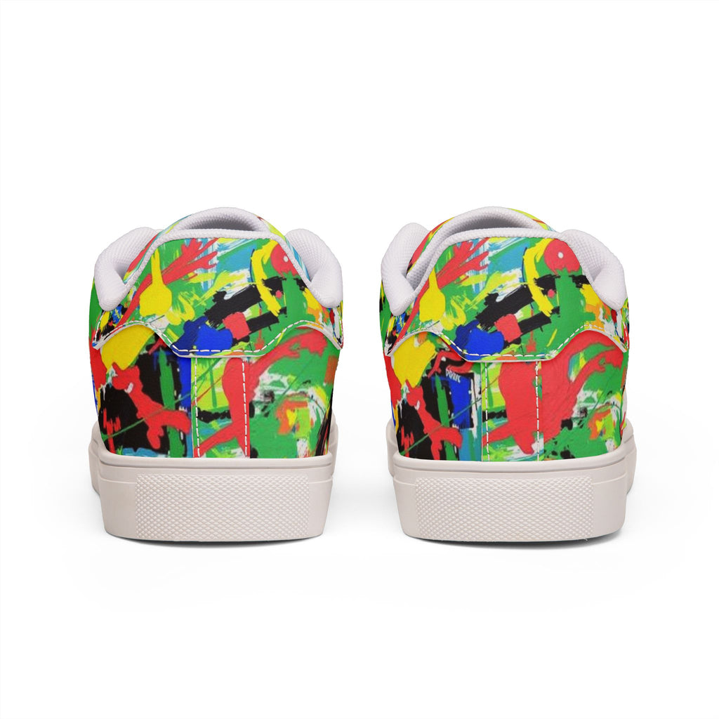 Color Splash Leather Sneakers — Men’s Low-Top Artistic Casual Shoes