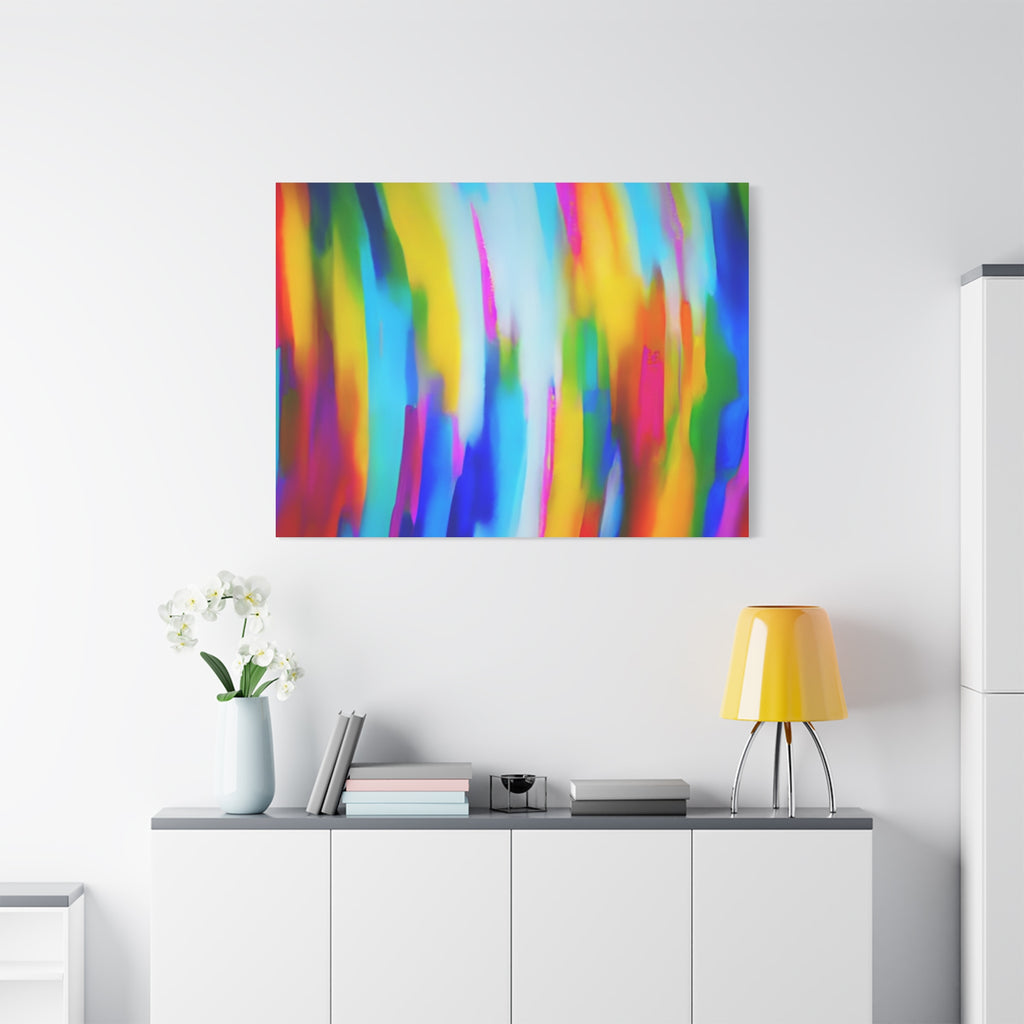 Abstract Rainbow Waves Matte Canvas Print — Vibrant Colorful Wall Art