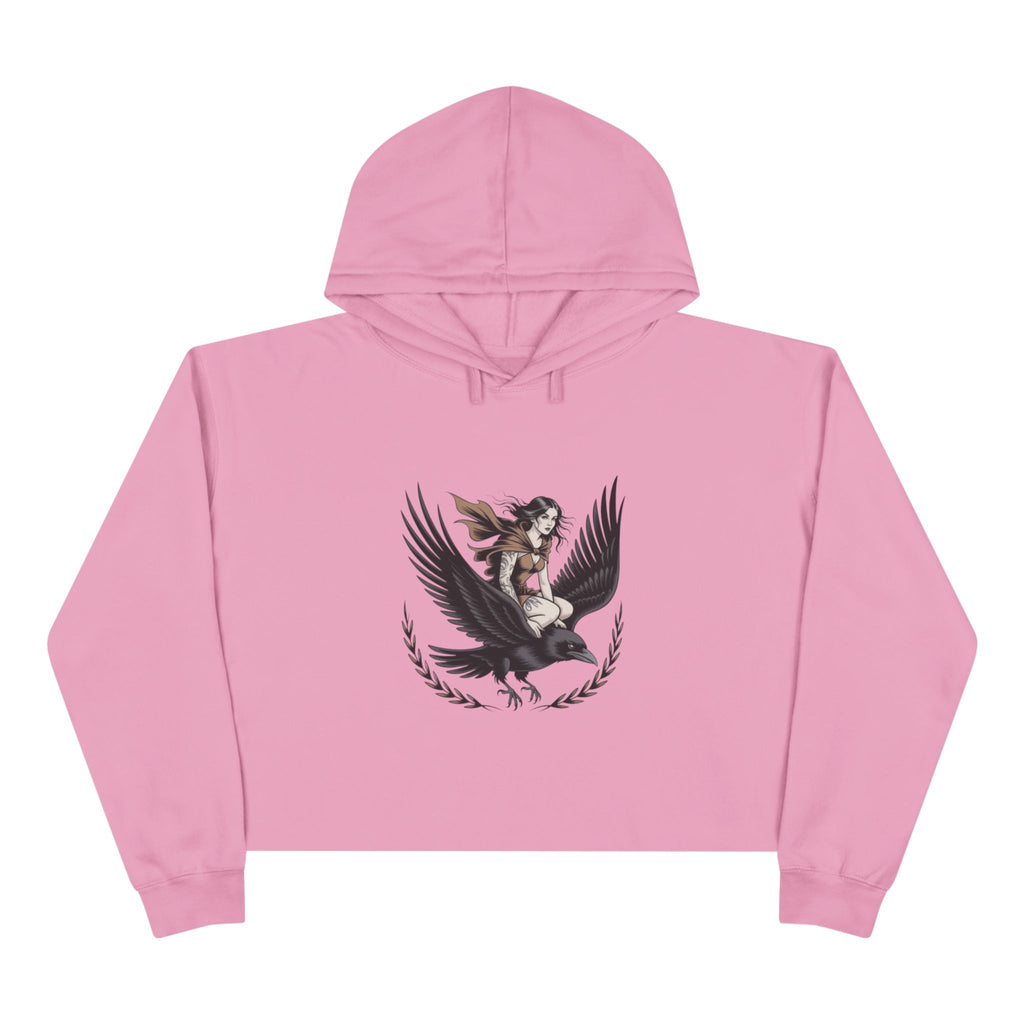 Angel Rider Crop Hoodie — Gothic Winged Angel Graphic Crop Sweatshirt