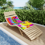 Abstract Neon Paint Brushstroke Beach Towel — Vibrant Color Splash Summer Towel thumbnail 9