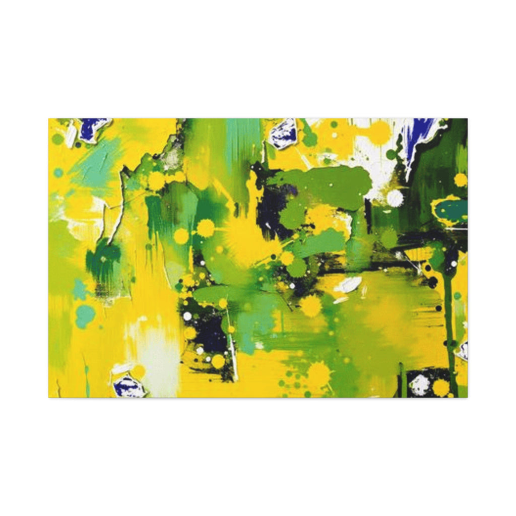 Abstract Green & Yellow Matte Canvas Print – Vibrant Modern Wall Art