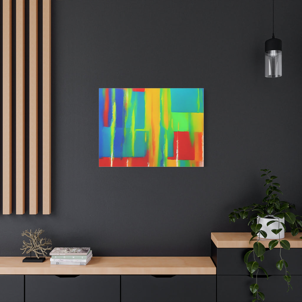 Abstract Rainbow Blocks Matte Canvas Print