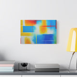 Abstract Color Field Matte Canvas Print — Vibrant Blue, Yellow & Red Stretched Wall Art thumbnail 1