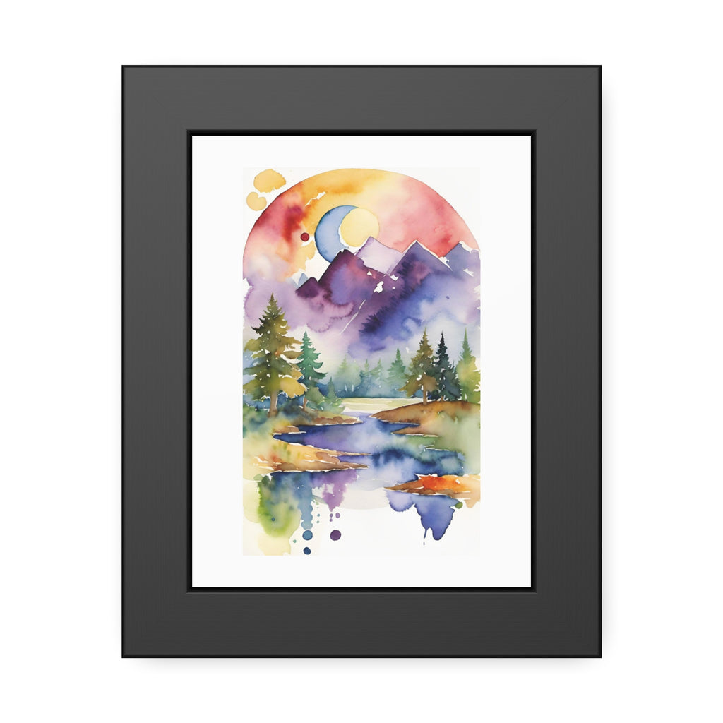 Watercolor Mountain Lake Framed Poster