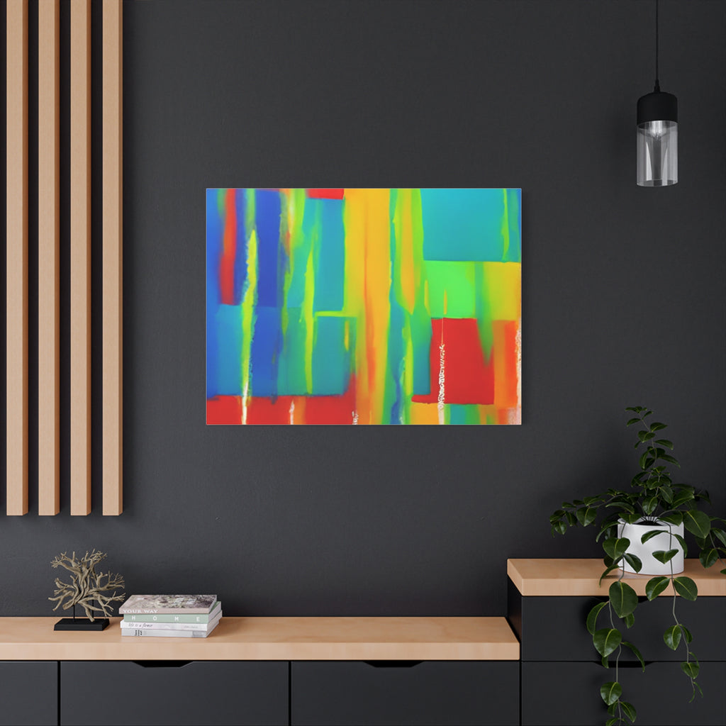 Abstract Rainbow Blocks Matte Canvas Print