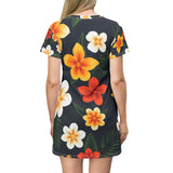 Tropical Plumeria Floral T-Shirt Dress – Hawaiian Beach AOP Print thumbnail 4