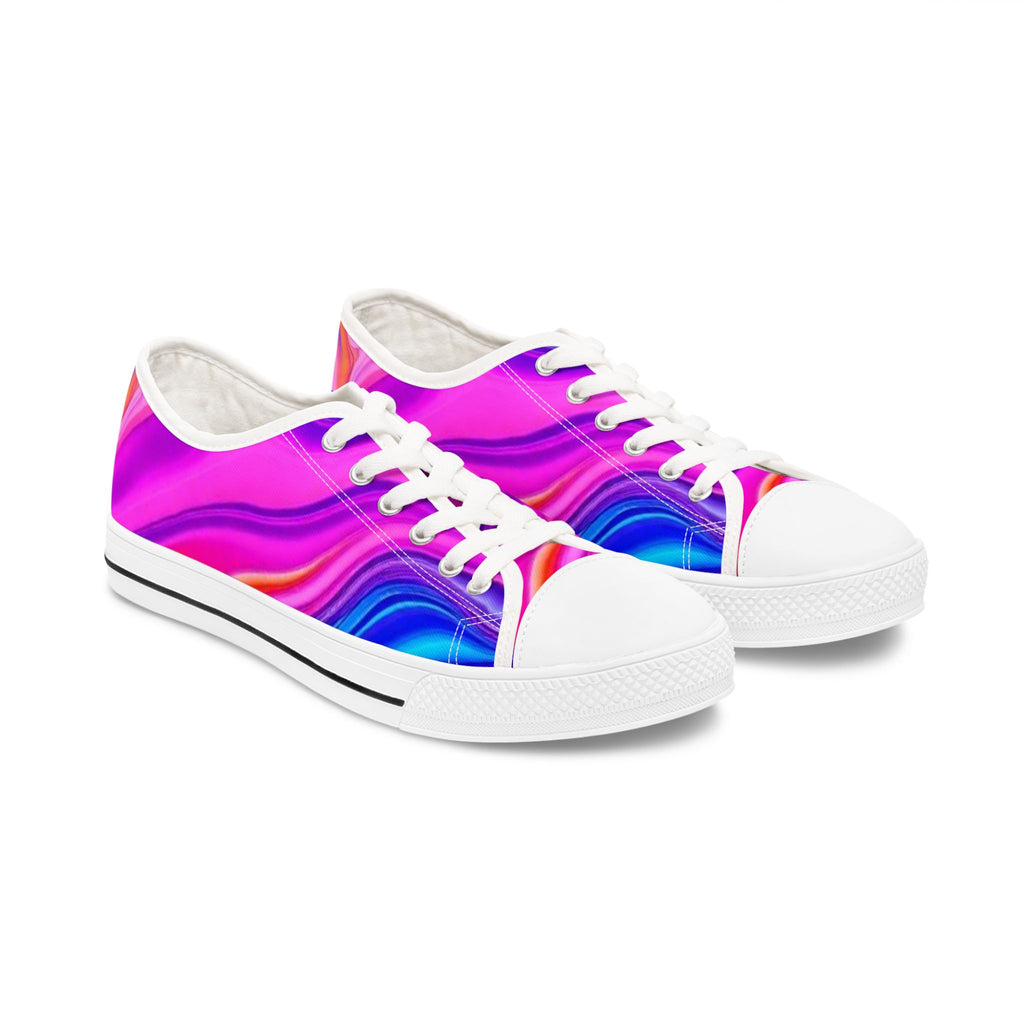 Colorwave Women's Low Top Sneakers — Vibrant Pink & Blue Abstract Print