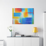 Abstract Color Field Matte Canvas Print — Vibrant Blue, Yellow & Red Stretched Wall Art thumbnail 90