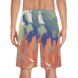 Abstract Brushstroke Men's Board Shorts — Colorful Summer Swim Trunks thumbnail 4