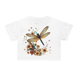 Dragonfly Floral Crop Tee — Vintage Botanical Summer Top thumbnail 2