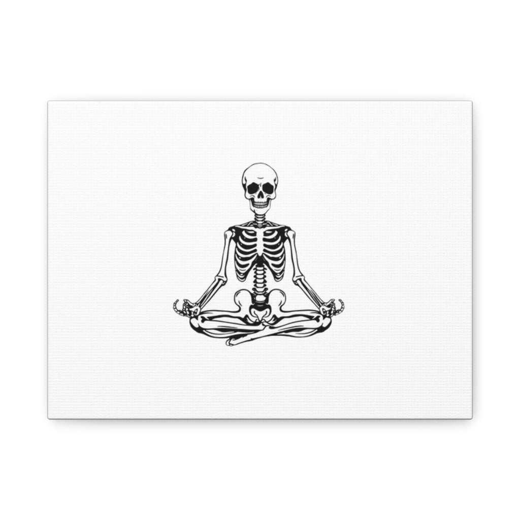 Yoga Skeleton Canvas Print — Meditating Skeleton Wall Art, Minimalist Gothic Home Decor