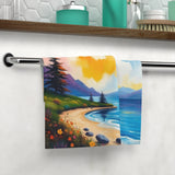 Beach Sunset Face Towel — Coastal Scenery Printed Hand Towel thumbnail 4